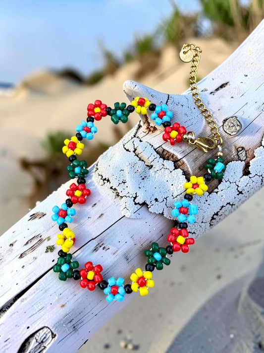 Fußkettchen mit bunten Blumen