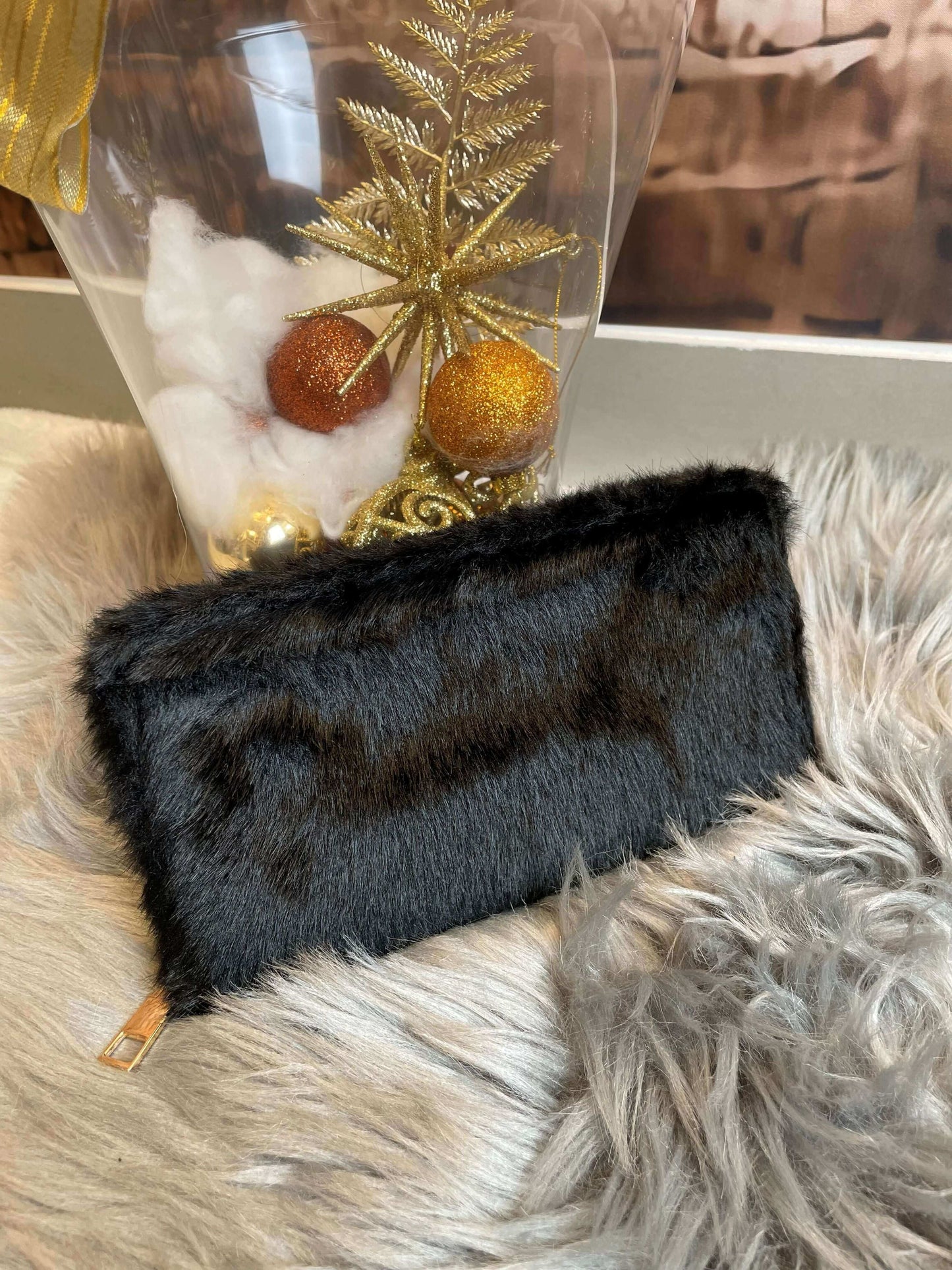 Plüsch Geldbörse mit Zipp - Einfarbig