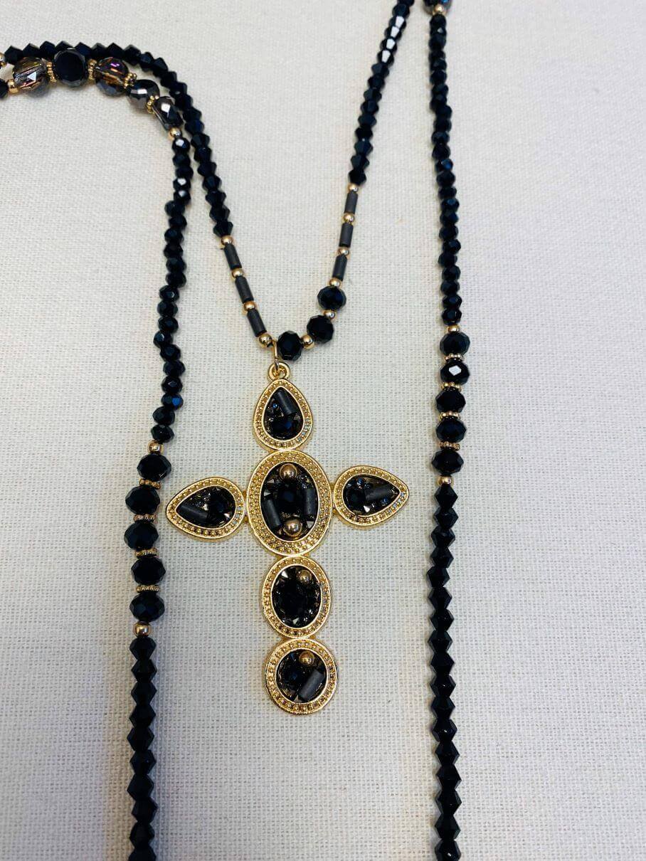 Schwarze doppelte Halskette