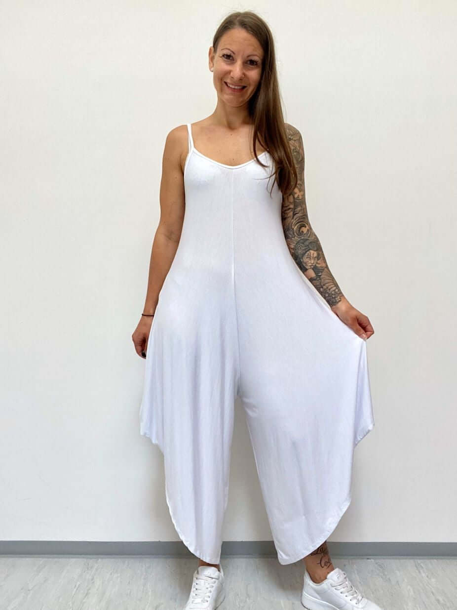 Einfarbiger Jumpsuit mit Spaghettiträgern