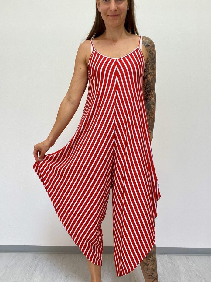 Gestreifter Jumpsuit mit Spaghettiträgern