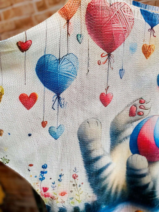 Langarm Netzpullis mit bunten Motiven