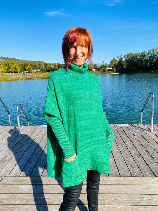 Oversize Strickpulli mit Rollkragen und Säcken