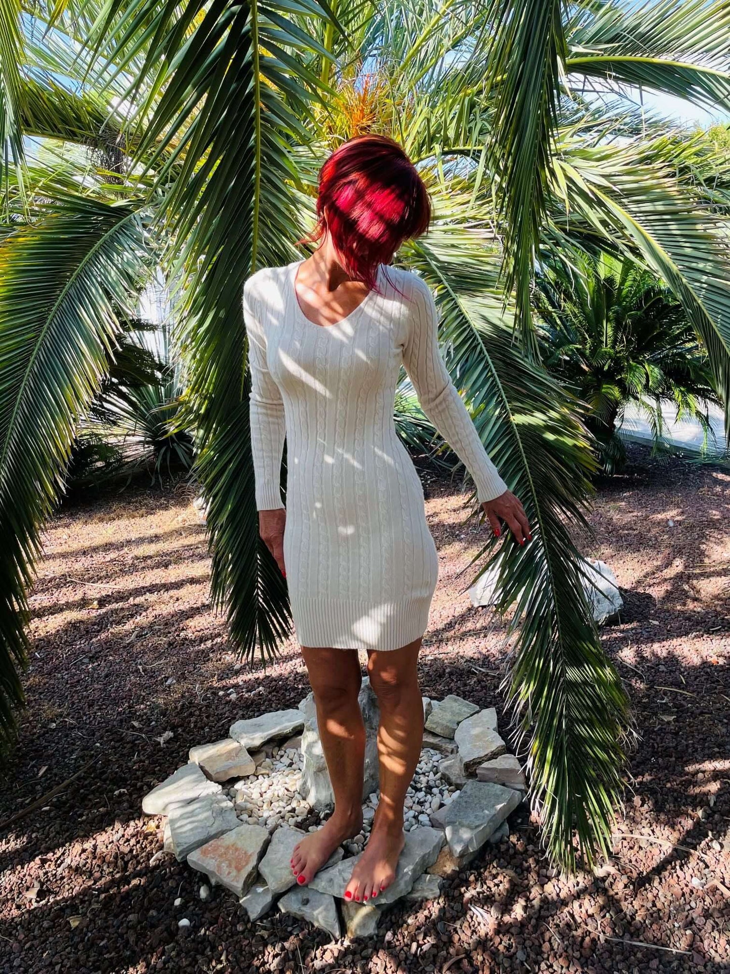 Gemustertes Strickkleid langarm