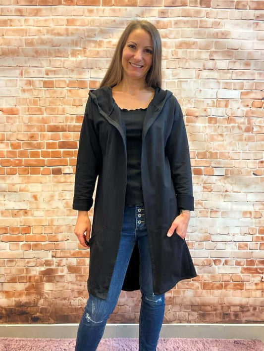 Lange Baumwollweste mit Engelsflügeln & Kapuze