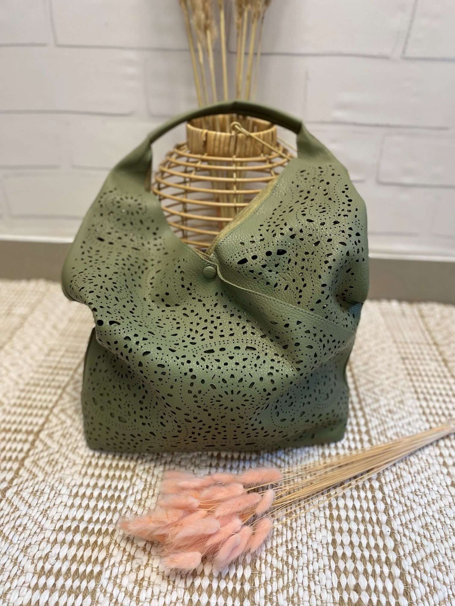 Gelochte Beuteltasche mit Innentasche - 2 in 1 Set