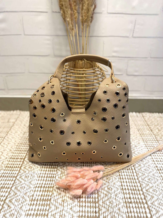 Beuteltasche mit goldenen Ösen & Innentasche - 2 in 1 Set