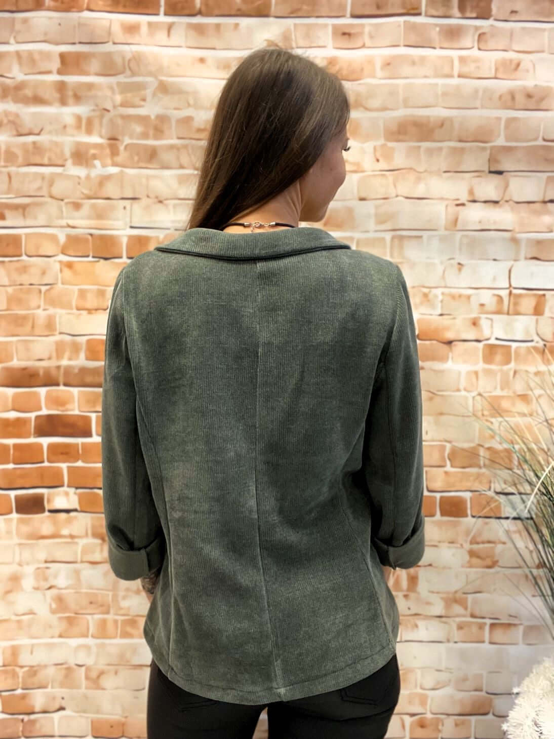 Cordblazer mit Graffiti-Schriftzug