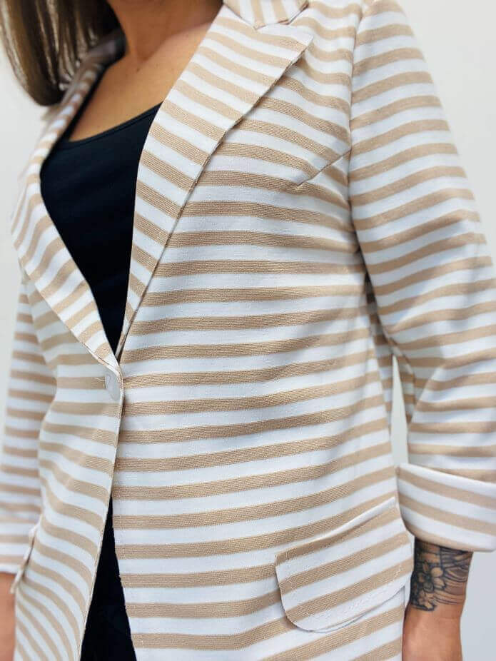 Gestreifter Stoffblazer aus Baumwolle