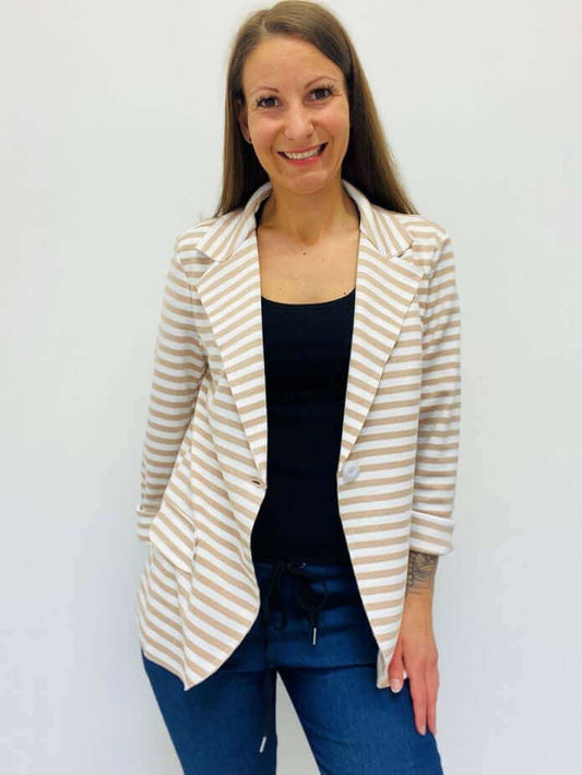 Gestreifter Stoffblazer aus Baumwolle