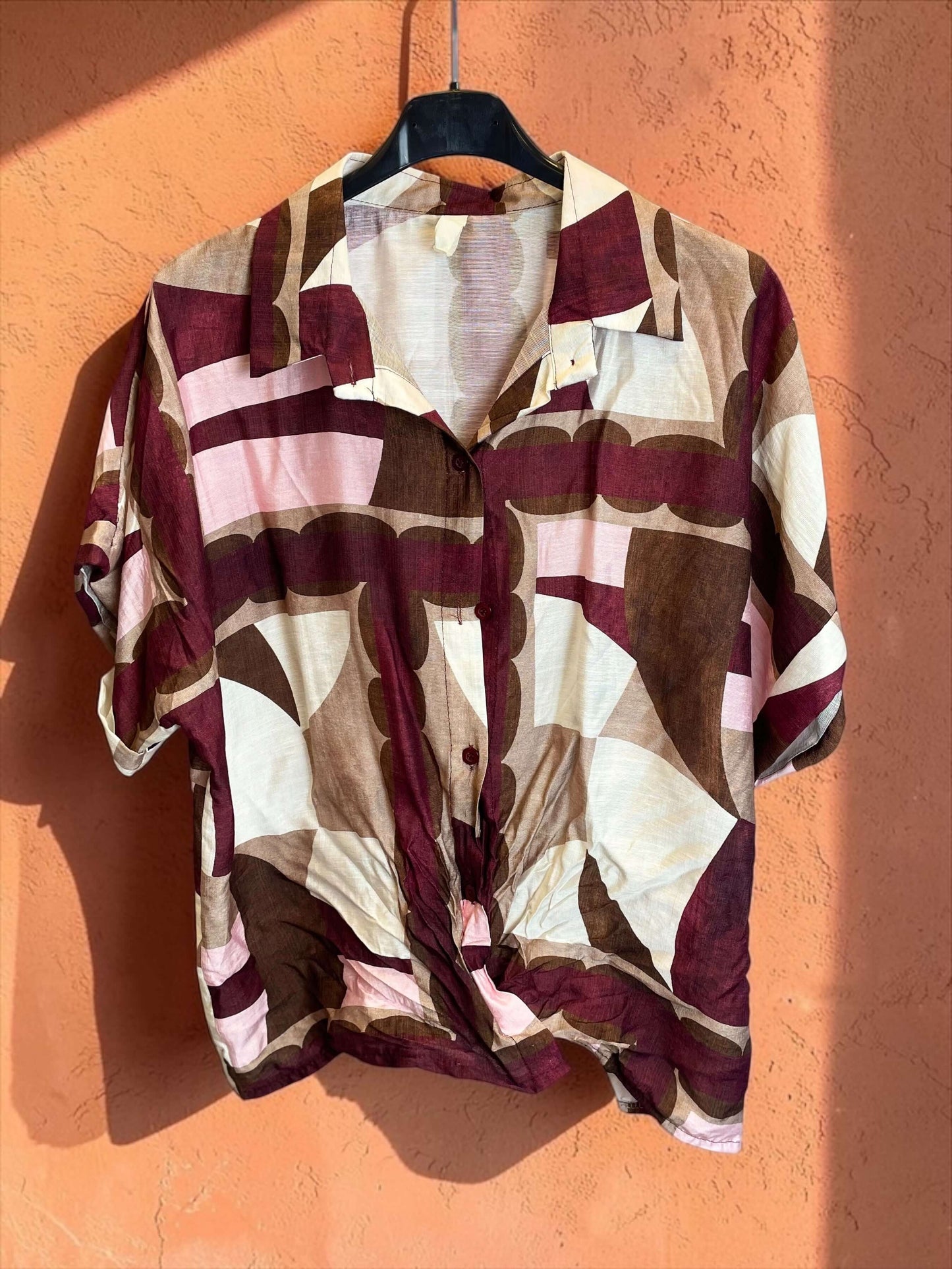 Gemusterte Oversized Hemd-Bluse