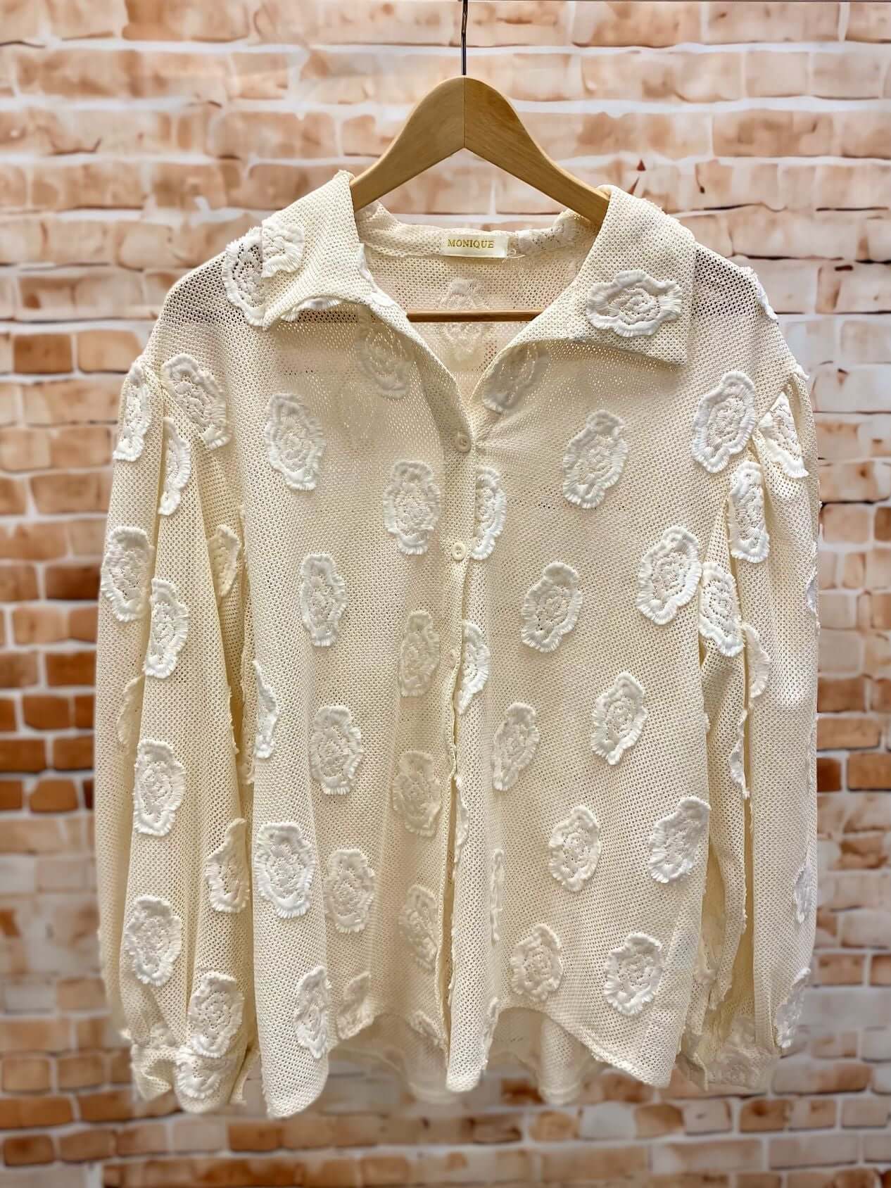 Netzbluse Netzhemd mit Blumenmuster