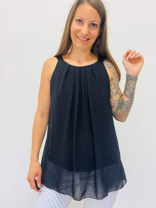 Schwarze Bluse mit Spaghettiträgern