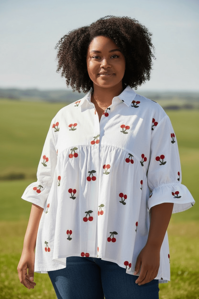 Weiße Oversized Bluse mit Aufdruck
