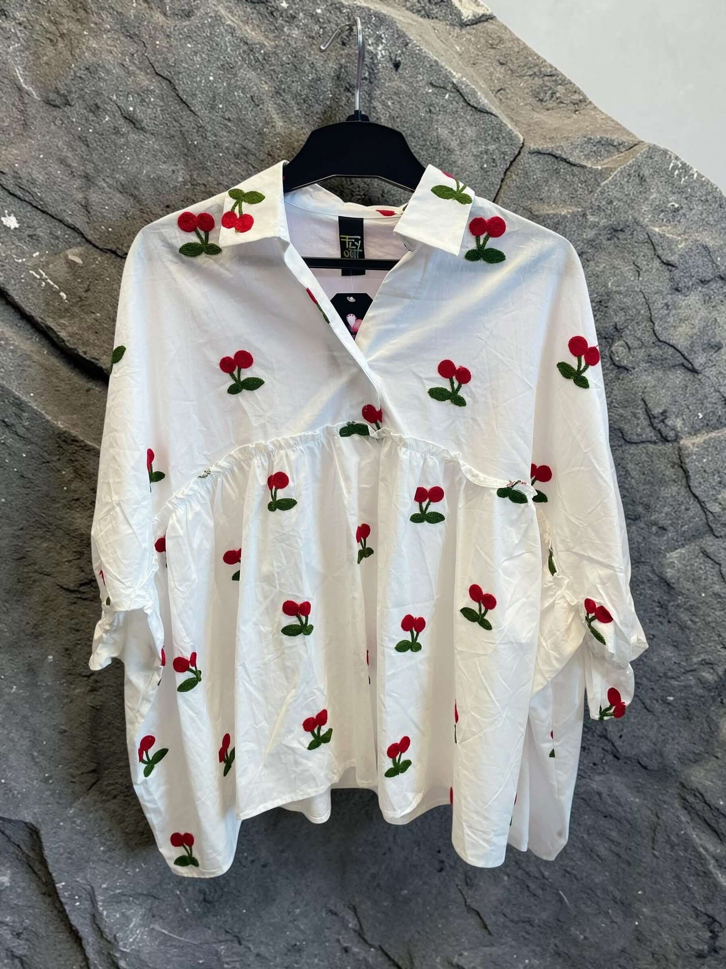 Weiße Oversized Bluse mit Aufdruck