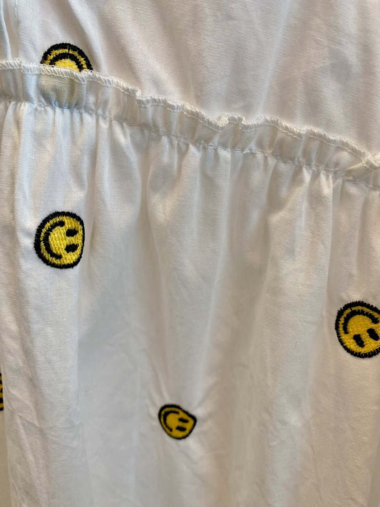 Weiße Oversize Bluse mit Smileys