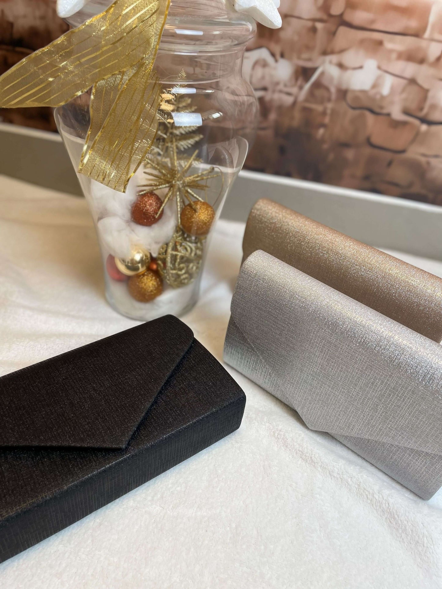 Schimmernde Clutch/Umhängetasche mit Glitzer