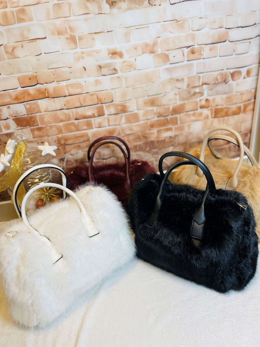 Einfarbige Plüsch/Fell Handtasche