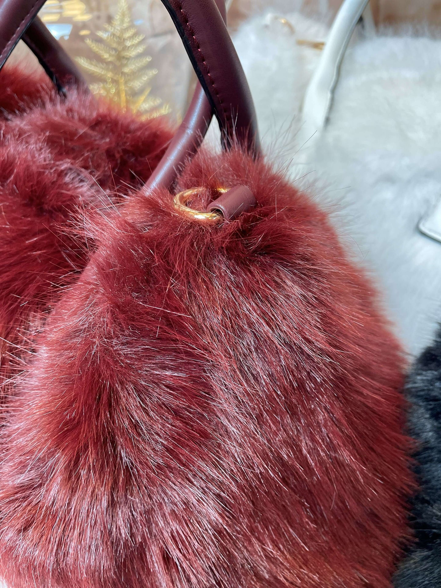 Einfarbige Plüsch/Fell Handtasche