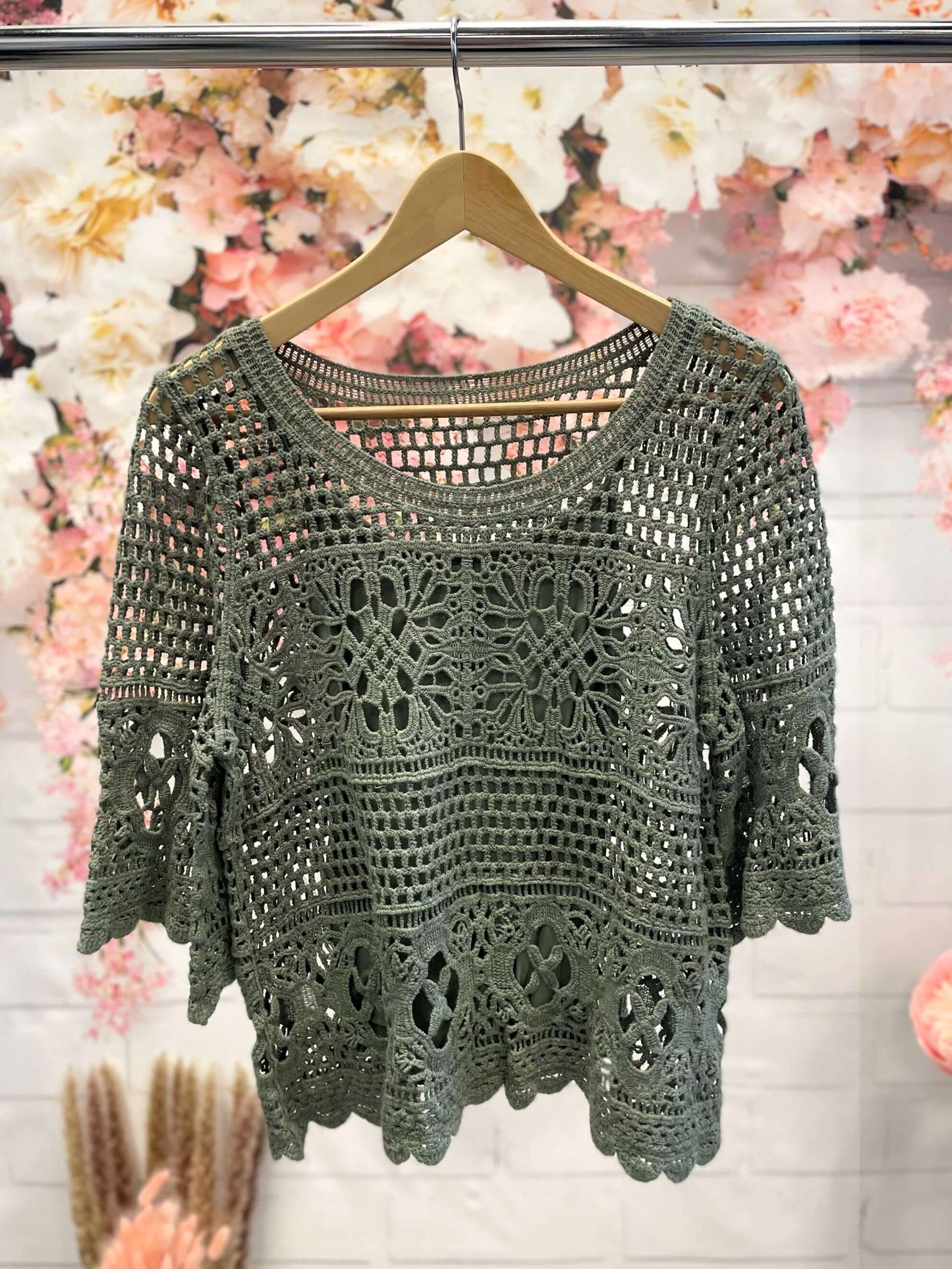 Netzbluse/Häkelbluse mit Top