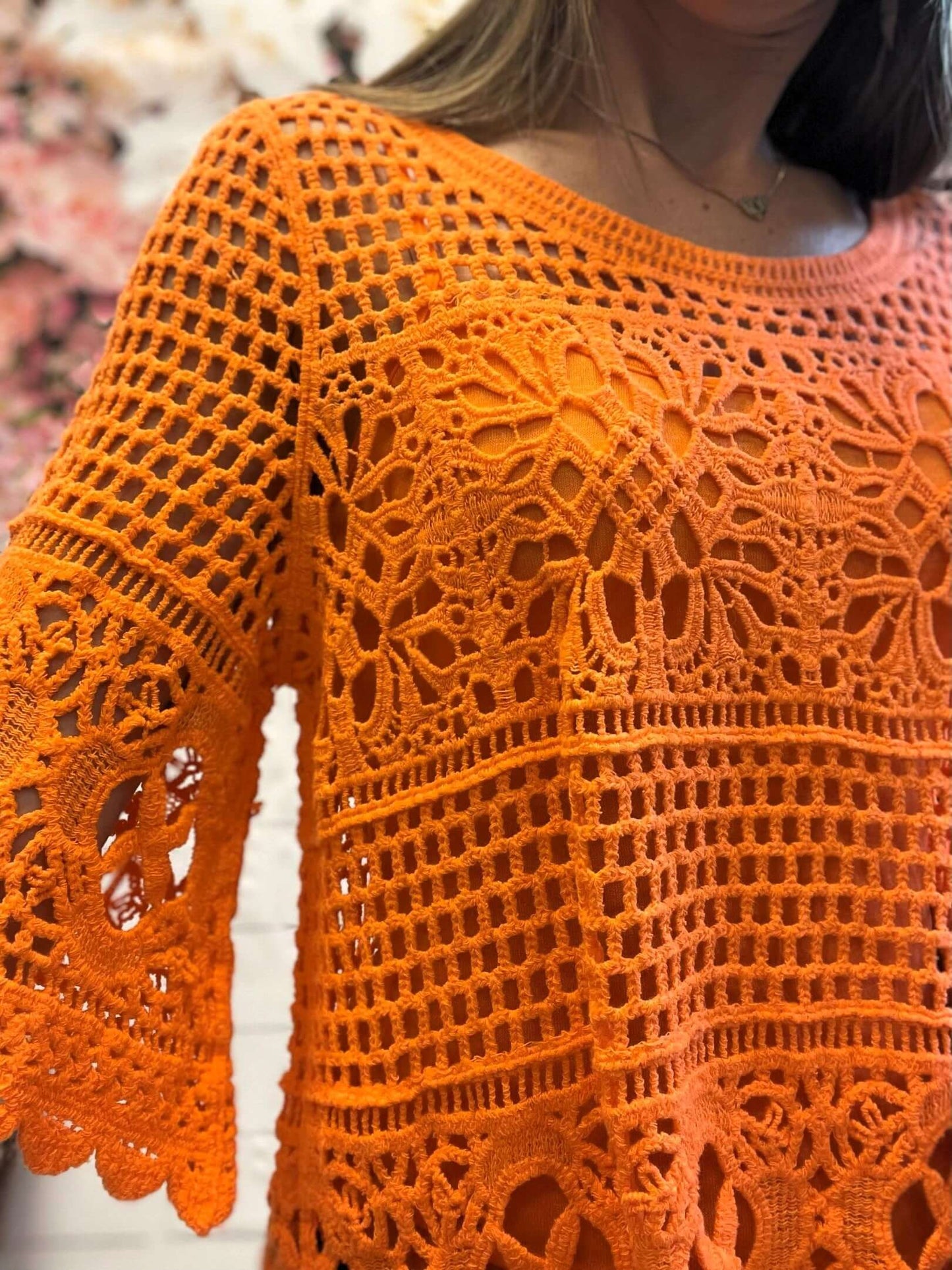 Netzbluse/Häkelbluse mit Top
