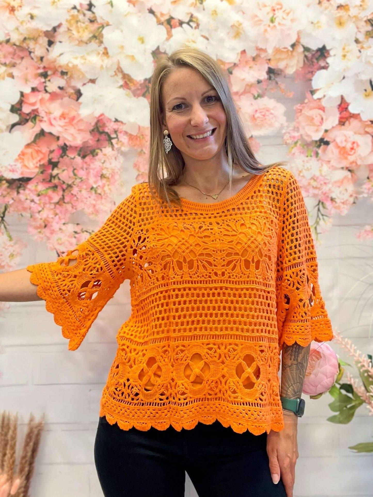 Netzbluse/Häkelbluse mit Top