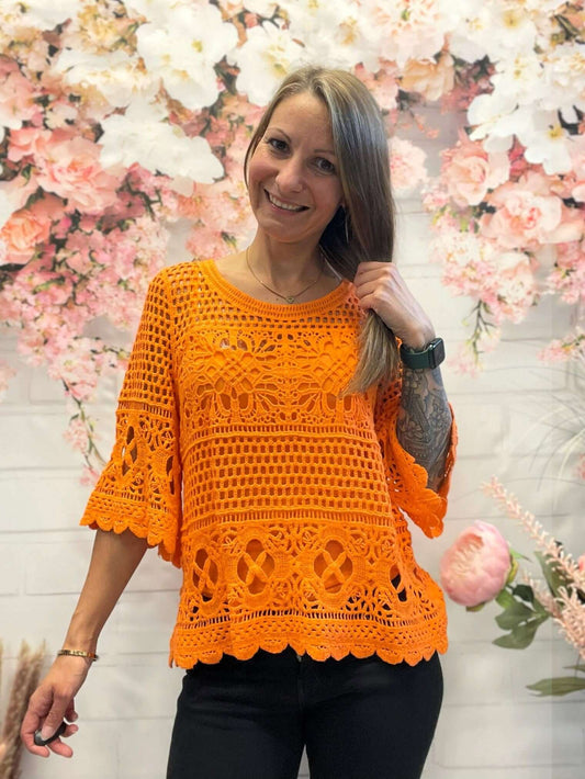 Netzbluse/Häkelbluse mit Top