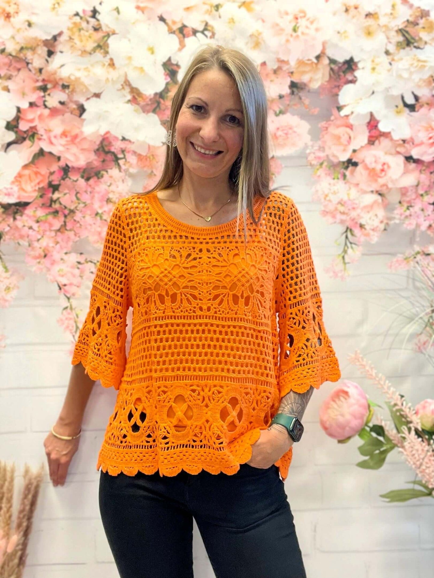 Netzbluse/Häkelbluse mit Top