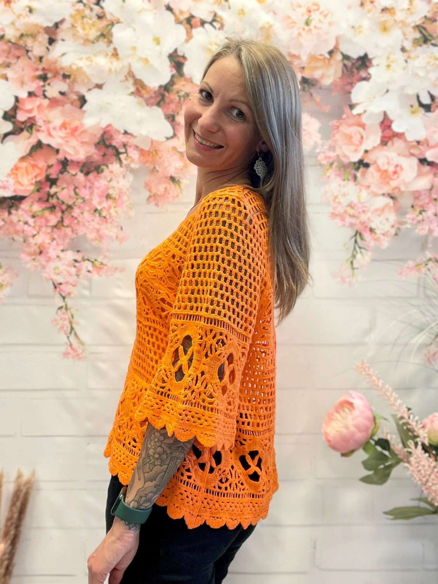 Netzbluse/Häkelbluse mit Top