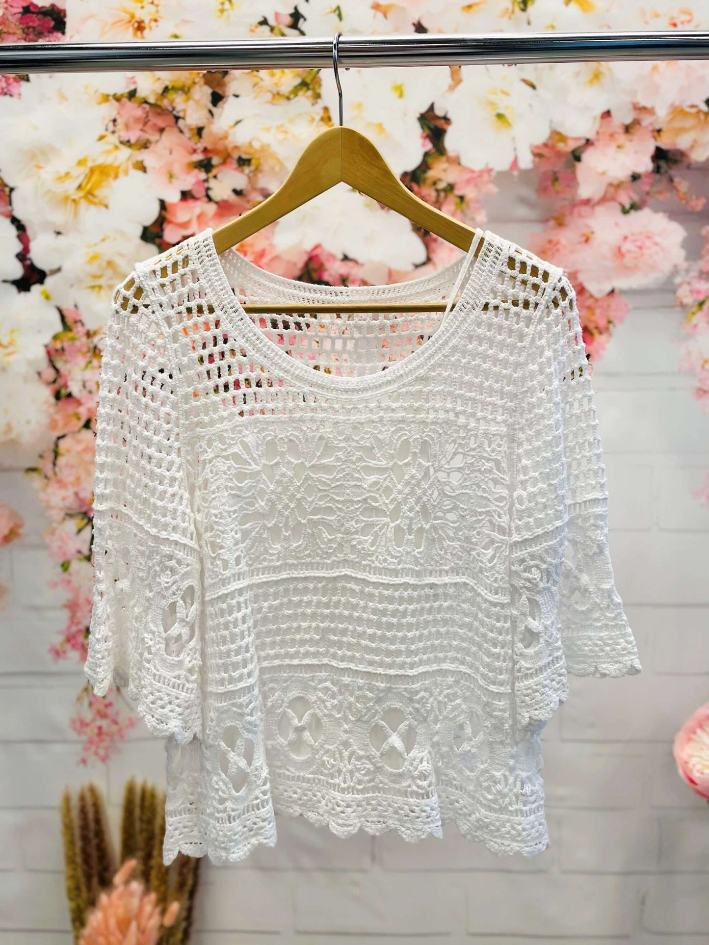 Netzbluse/Häkelbluse mit Top