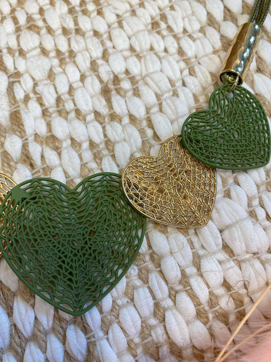 Gold-Olivgrüne Herzkette