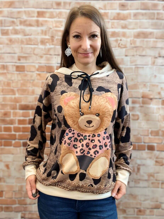 Kuscheliger brauner Hoodie mit Bärmotiv