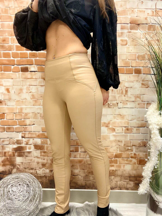Glattleder Leggings mit hohem Bund