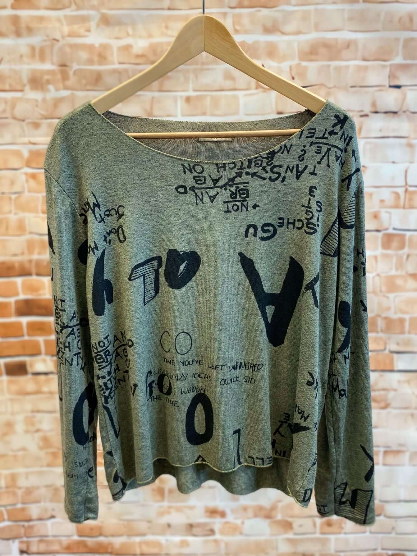 Viskose-Langarmshirt mit Schriftzug