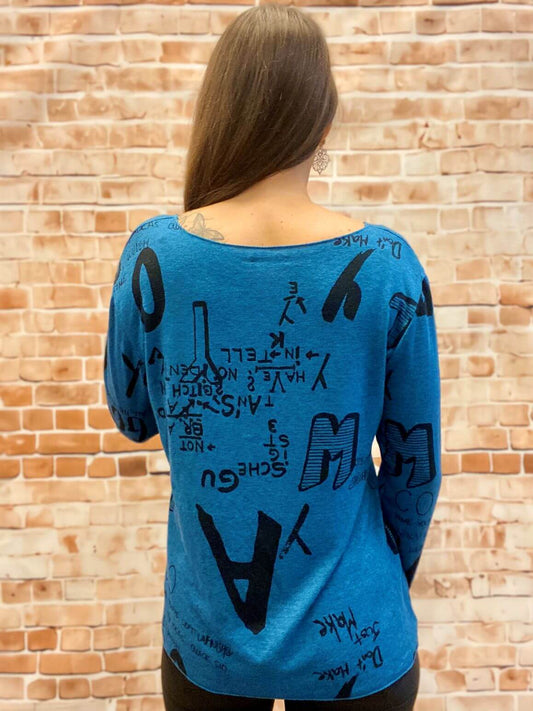 Viskose-Langarmshirt mit Schriftzug