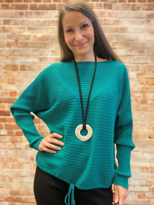 Dünner Pullover mit Kordelzug