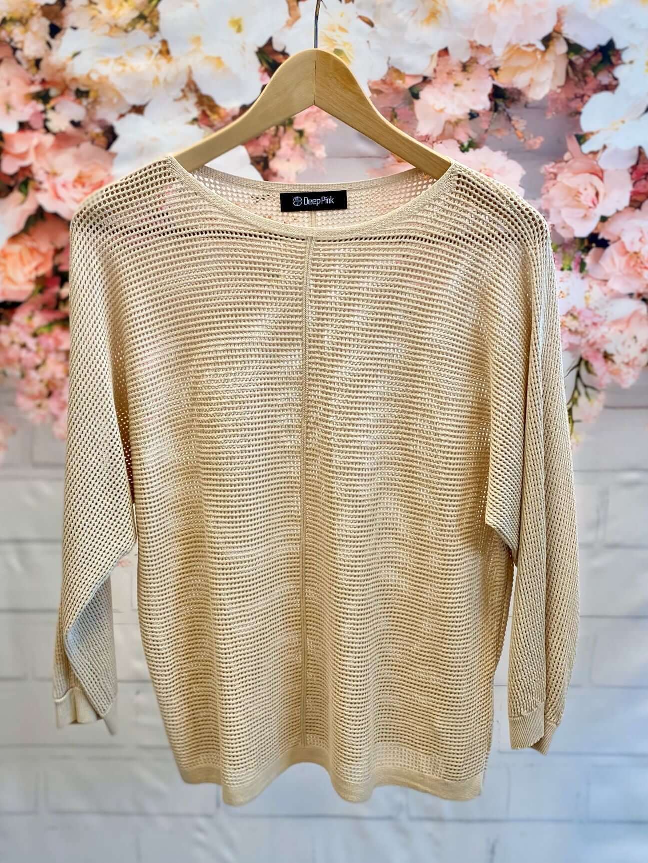 Dünner Netzpullover mit 3/4-Arm