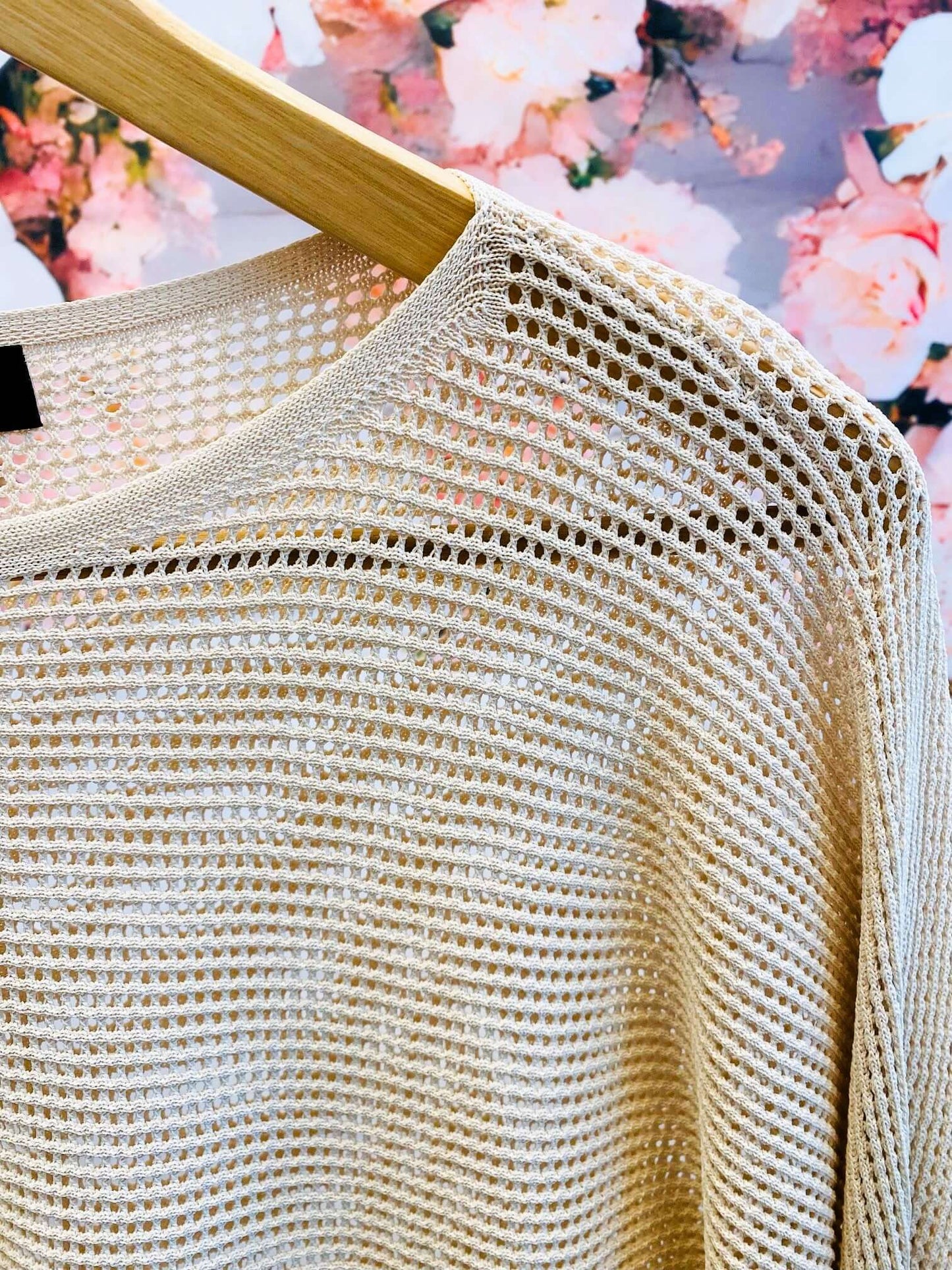 Dünner Netzpullover mit 3/4-Arm