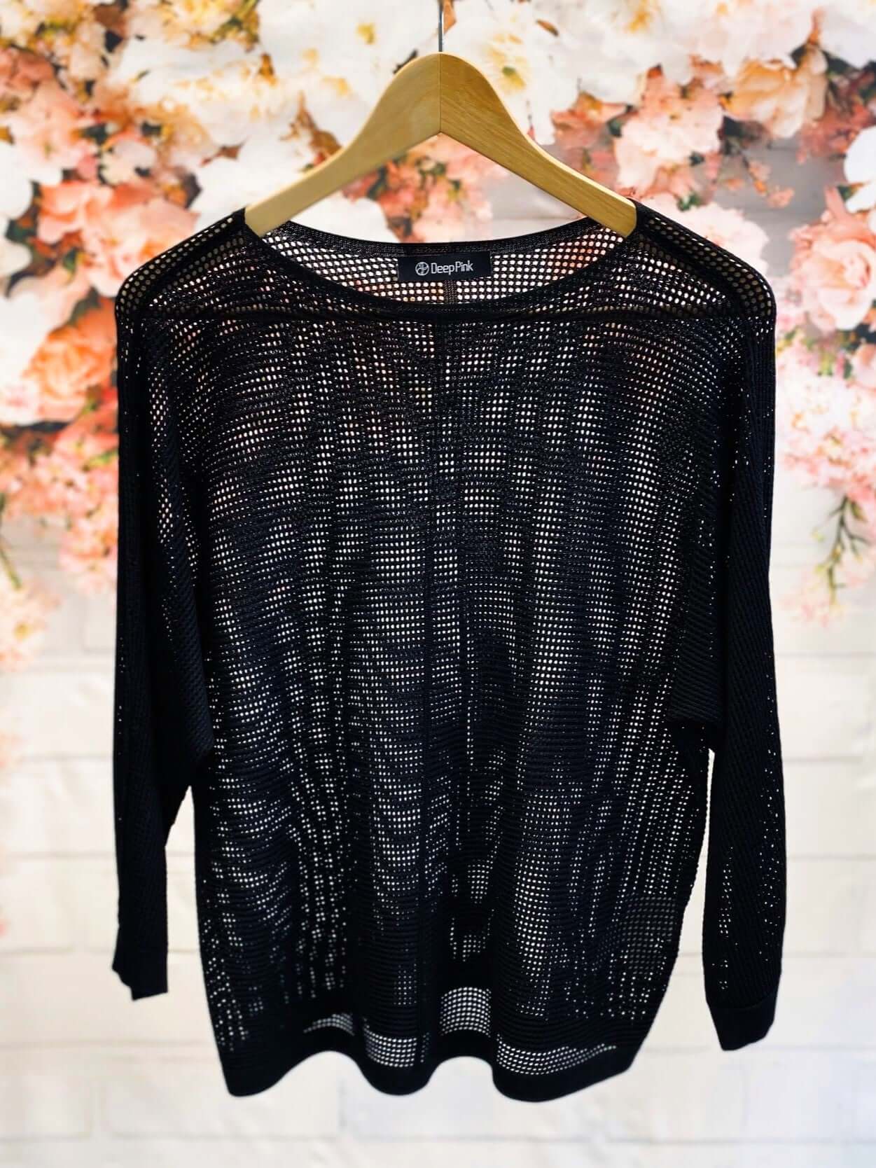 Dünner Netzpullover mit 3/4-Arm