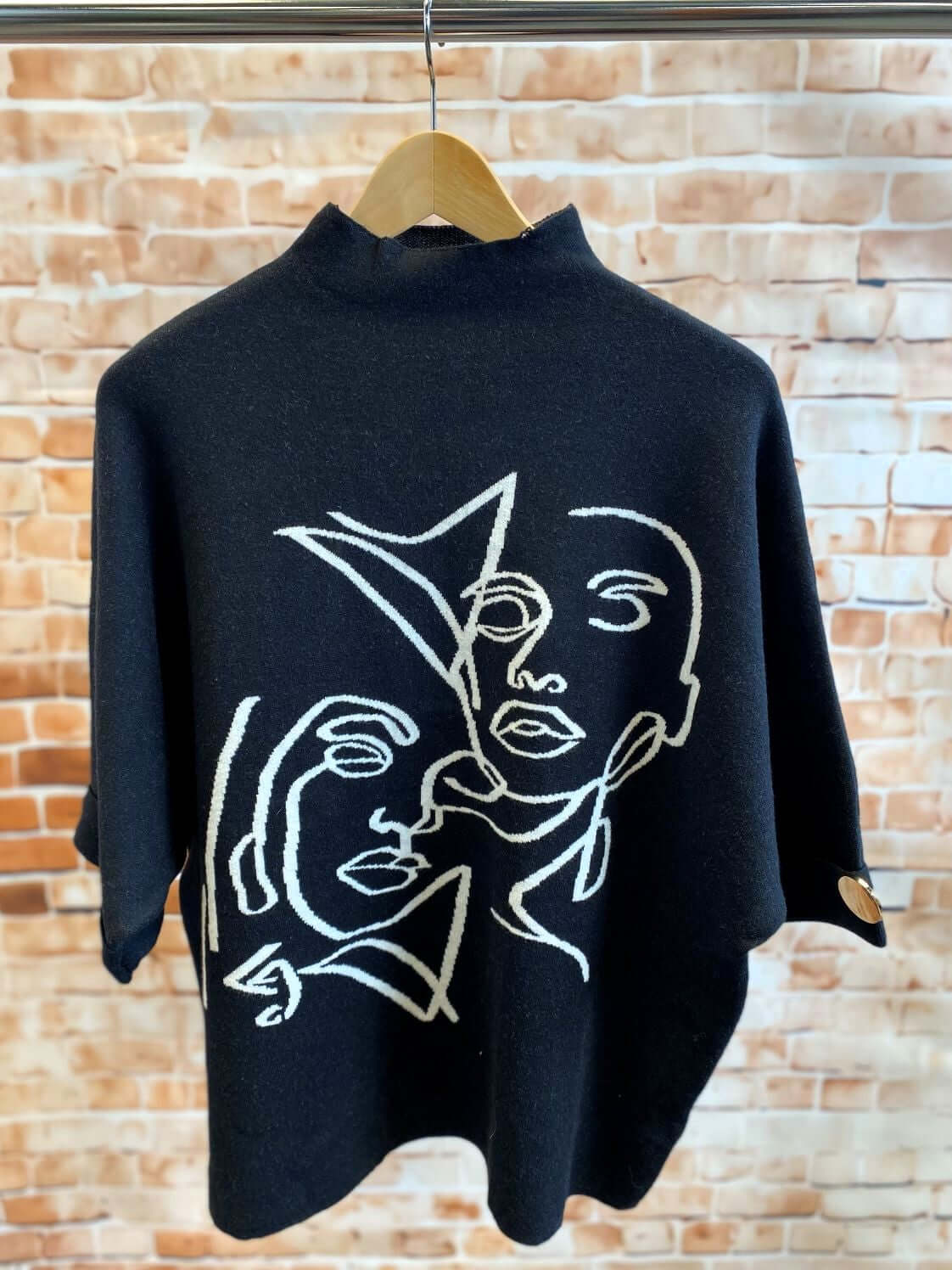 Pullover mit Stehkragen und 3/4-Arm - dickerer Stoff