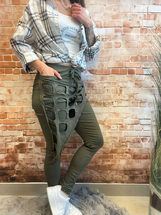 Schlupfhose mit Gitterschürze vorne