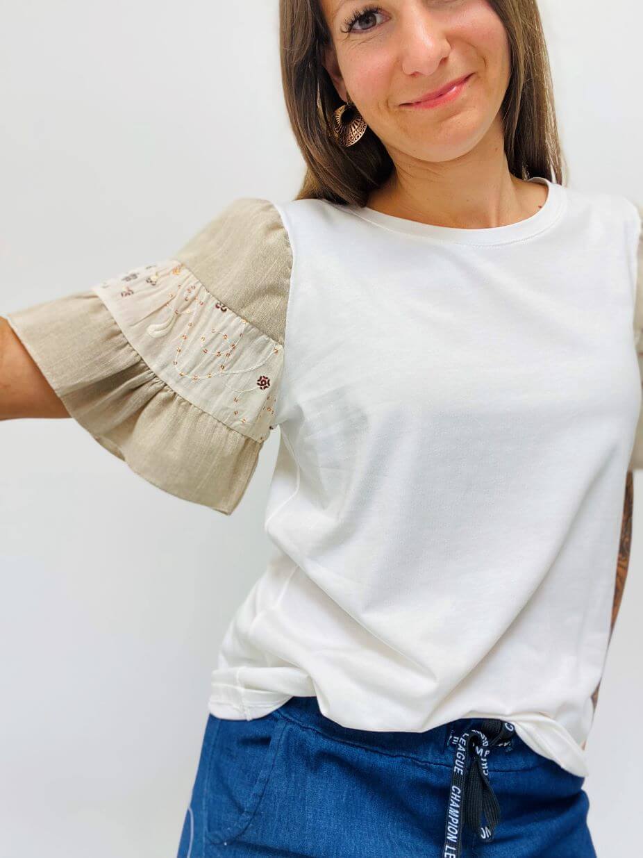 Kurzarmshirt mit Rüschenärmeln