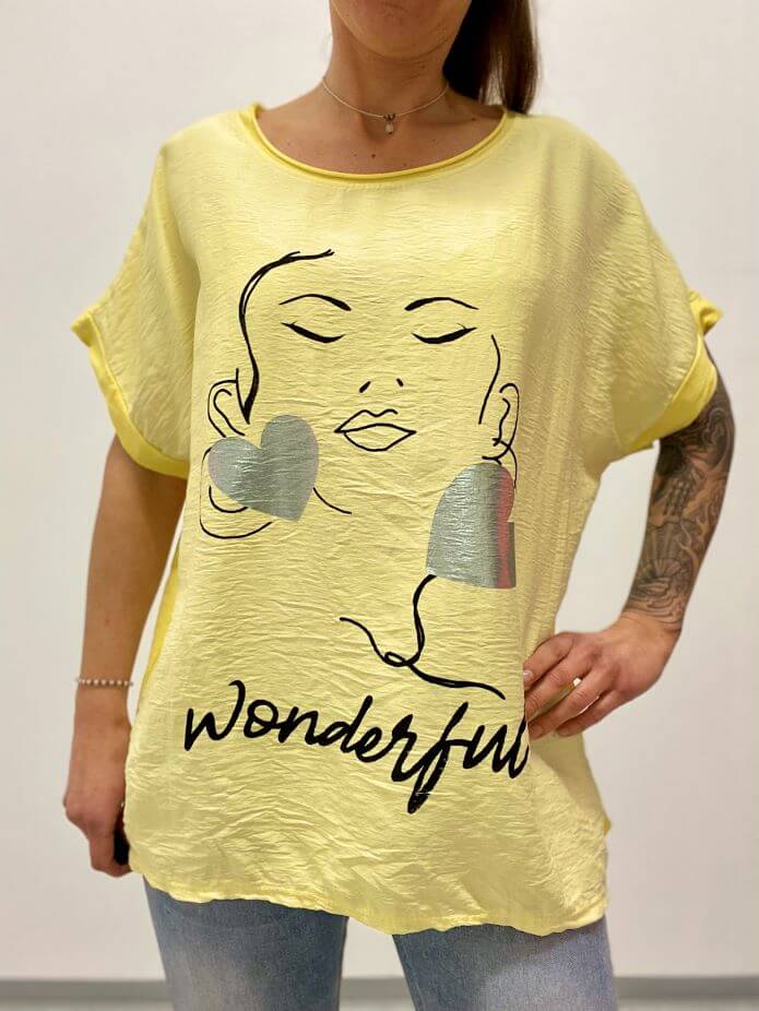 Großes Kurzarmshirt mit Gesichtsmotiv