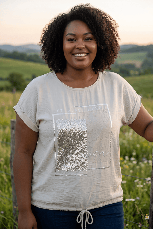 Hochwertiges kurzarm T-Shirt mit Pailletten