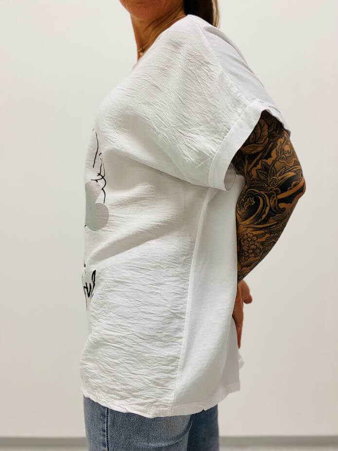 Großes Kurzarmshirt mit Gesichtsmotiv