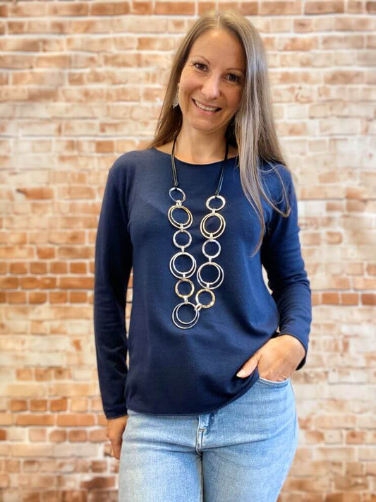 Weiches meliertes Langarmshirt - Gr. M