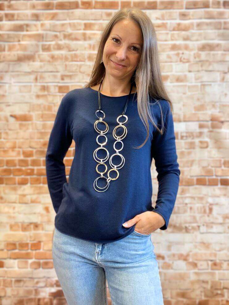 Weiches meliertes Langarmshirt - Gr. M