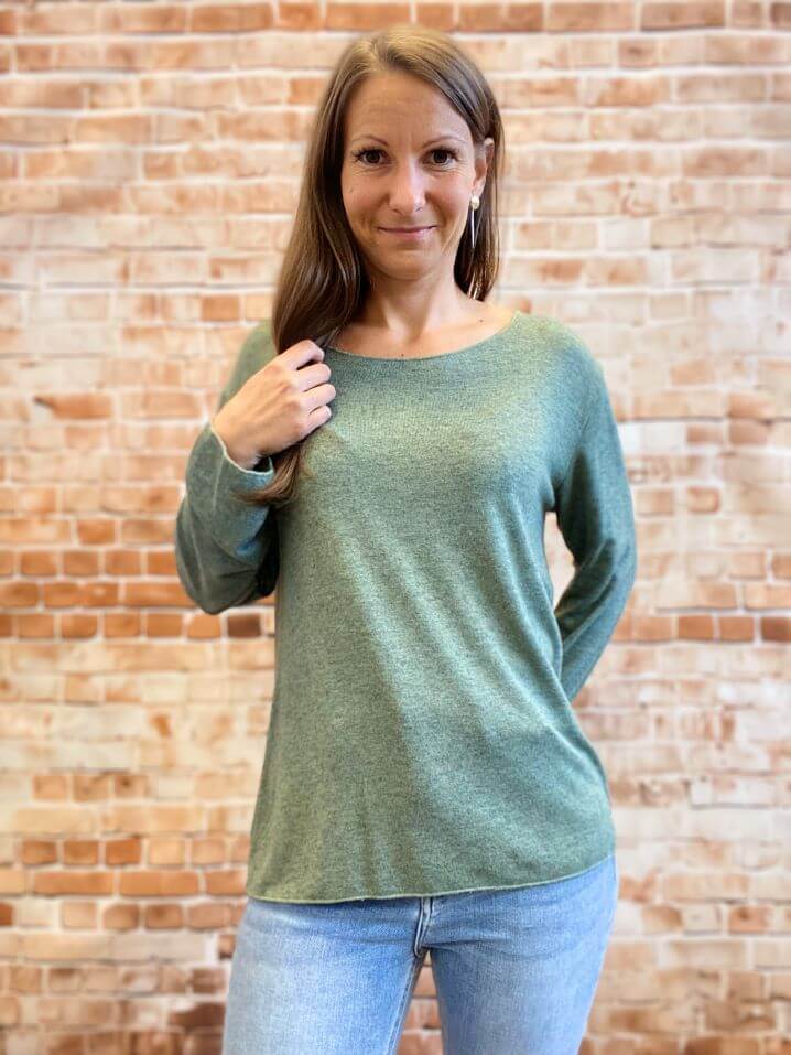 Weiches meliertes Langarmshirt - Gr. M