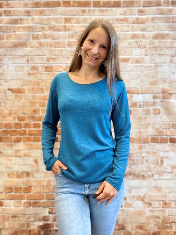Weiches meliertes Langarmshirt - Gr. M