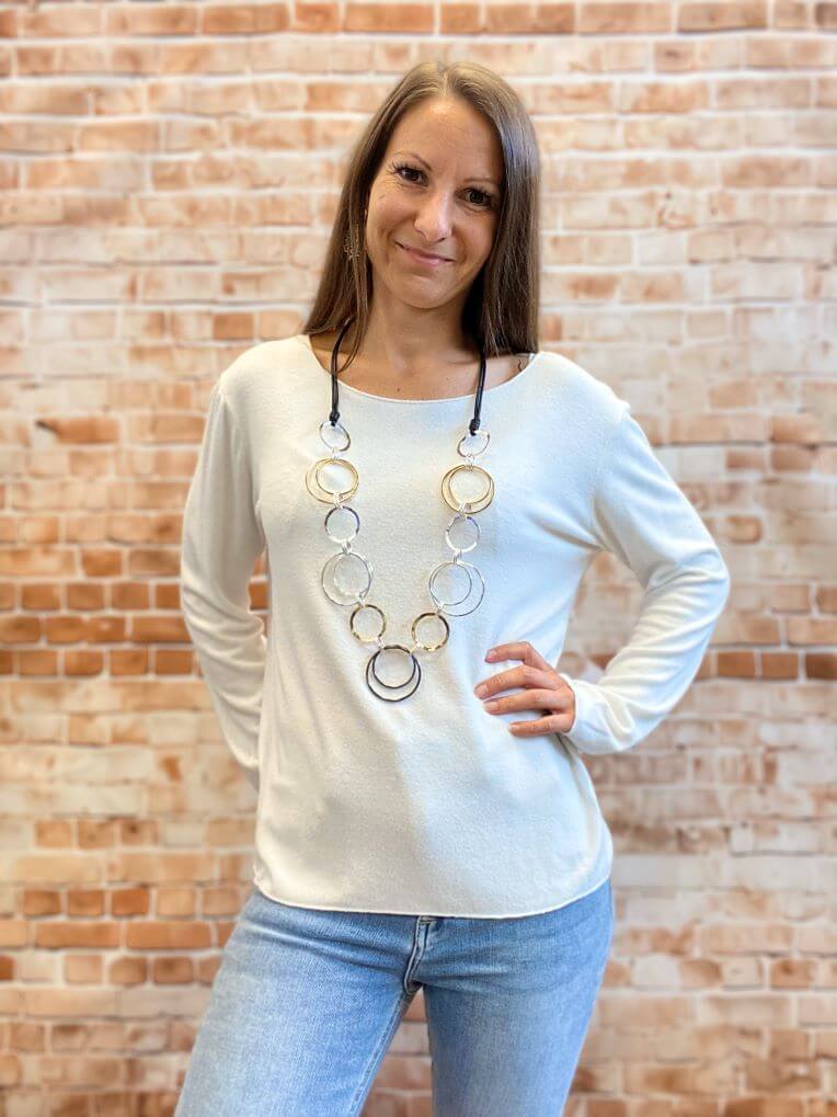 Weiches meliertes Langarmshirt - Gr. M